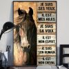 Je Suis Ses Yeux Il Est Mes Ailes Brown Horse Canvas Poster