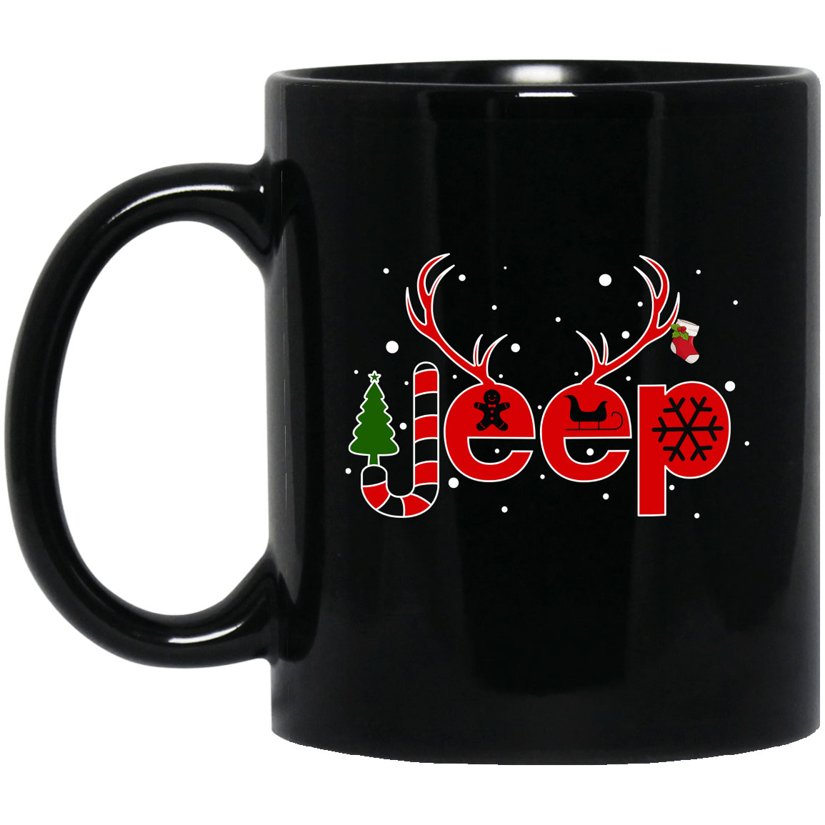 Jeep Reindeer Christmas Fan Art Simple Black Mug Jeep Reindeer Christmas Fan Art Simple Black Mug