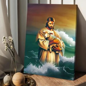 Jesus God And Sheep Christian Gift Canvas Poster