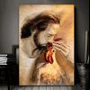 Jesus God Kisses The Chicken Canvas Poster