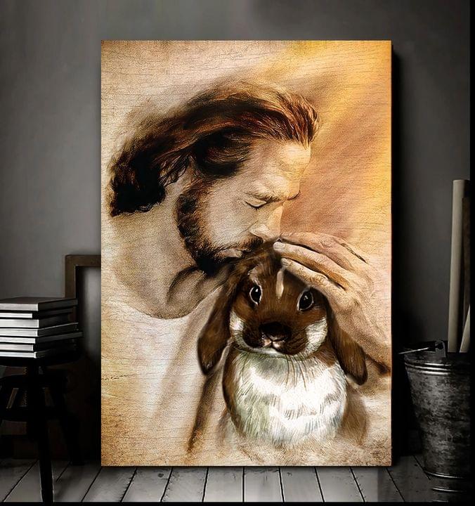 Jesus God Kisses The Rabbit Canvas Poster Jesus God Kisses The Rabbit Canvas Poster
