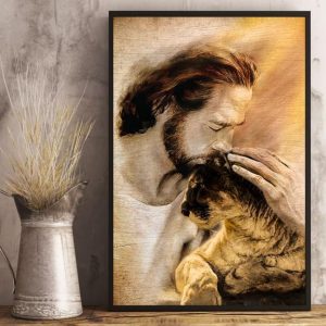 Jesus God Kisses The Tiger Canvas Poster