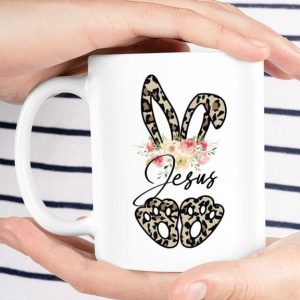 Jesus Leopard Rabbit Colorful Flowers White Mug Jesus Leopard Rabbit Colorful Flowers White Mug