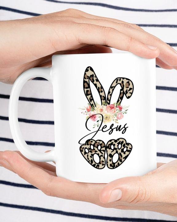 Jesus Leopard Rabbit Colorful Flowers White Mug Jesus Leopard Rabbit Colorful Flowers White Mug
