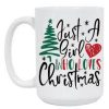Just A Girl Who Loves Christmas Christmas Tree Snow Heart White Mug