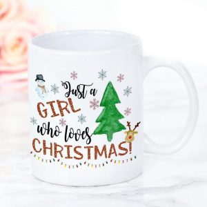Just A Girl Who Loves Christmas Simple Xmas White Mug Just A Girl Who Loves Christmas Simple Xmas White Mug