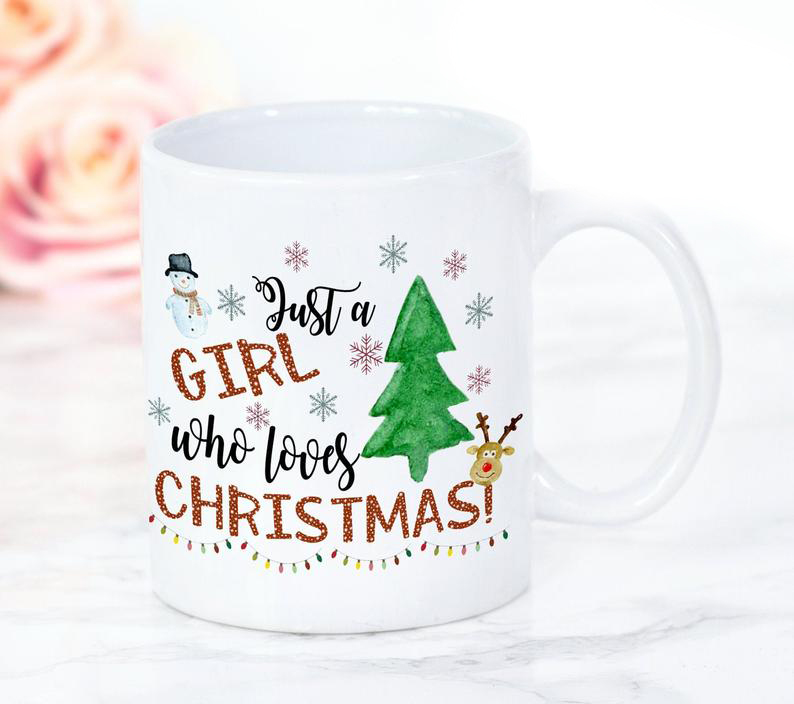Just A Girl Who Loves Christmas Simple Xmas White Mug Just A Girl Who Loves Christmas Simple Xmas White Mug