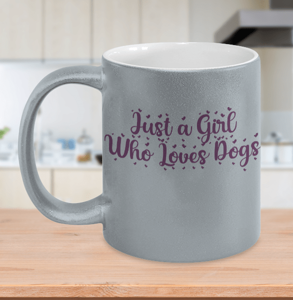 Just A Girl Who Loves Dog Purple Quote Hearts White Mug Just A Girl Who Loves Dog Purple Quote Hearts White Mug