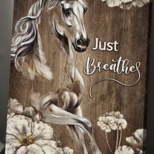 Just Breathe Flowers Horse Canvas Poster