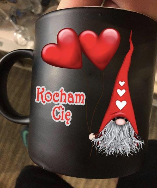 Kocham Cie Polish Gnomie Hearts Black Mug Kocham Cie Polish Gnomie Hearts Black Mug