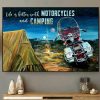 Life Is Better With Motorcycles And Camping Painting Fire Camping Tent Canvas Poster