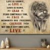 Life Is Short So Live It Love Is Rare So Grab It Wolf Animals Canvas Poster