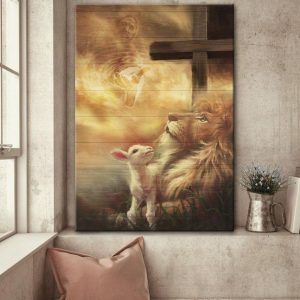 Lion And Goat Praying With Jesus God Digital Art Canvas Poster