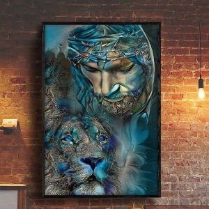 Lion And Jesus God Canvas Poster