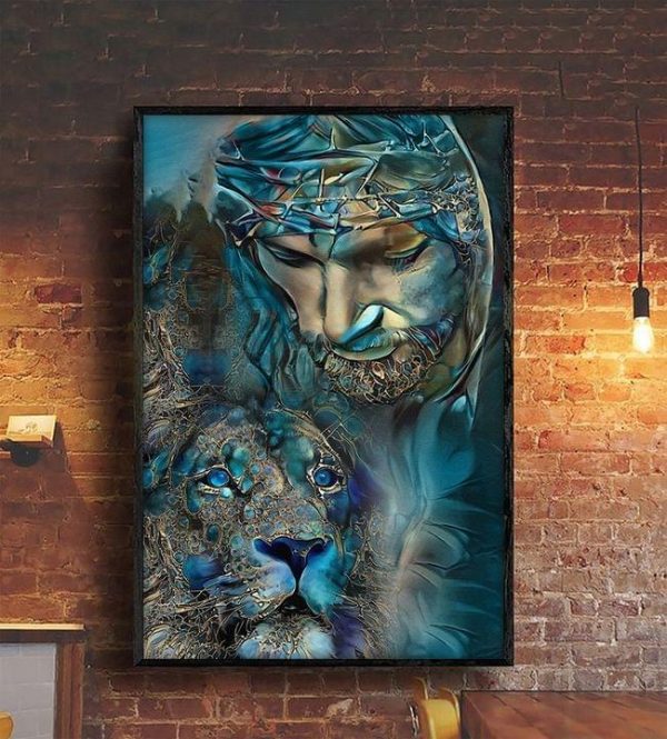 Lion And Jesus God Canvas Poster