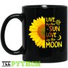 Live By The Sun Love By The Moon Sunflower Peace Simple Black Mug