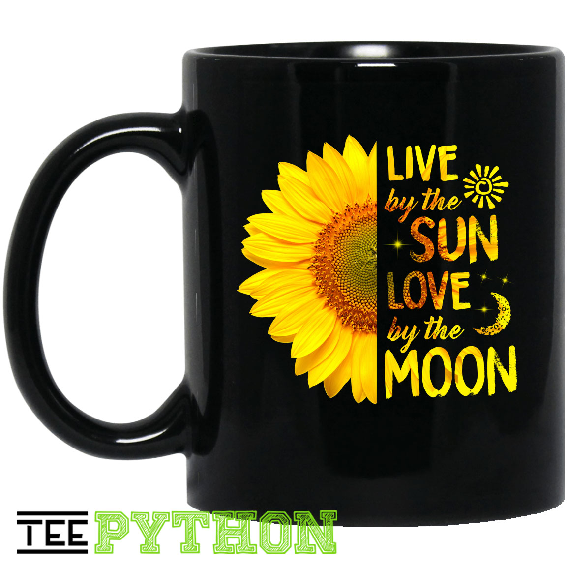 Live By The Sun Love By The Moon Sunflower Peace Simple Black Mug Live By The Sun Love By The Moon Sunflower Peace Simple Black Mug
