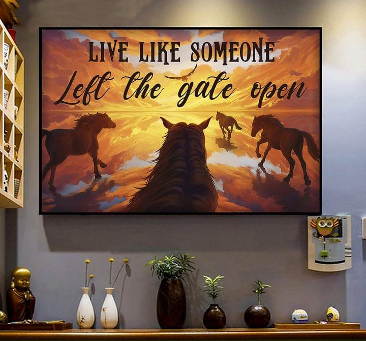 Live Like Someone Left The Gate Open Horses Running Sunset Mountain Eagle Canvas Poster Live Like Someone Left The Gate Open Horses Running Sunset Mountain Eagle Canvas Poster