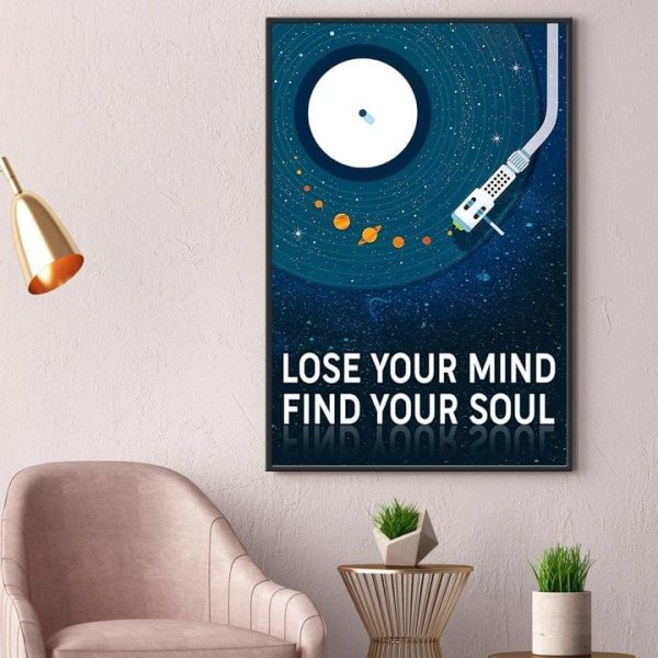 Lose Your Mind Find Your Soul Phonograph Universe Galaxy Canvas Poster