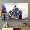 Man Riding Formula One Car Race Canvas Poster