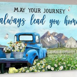 May Your Journey Always Lead You Home Flowers Countryside Painting Canvas Poster