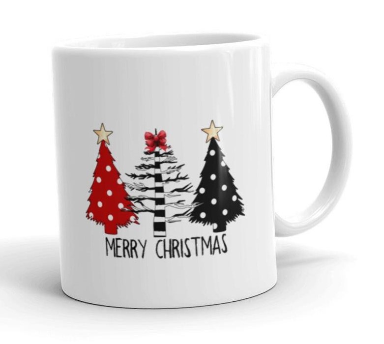 Merry Christmas Christmas Trees White Mug Merry Christmas Christmas Trees White Mug