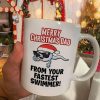 Merry Christmas Dad From Your Fastest Swimmer Funny Simple White Mug