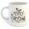 Merry Christmas Flowers Leaves White Mug