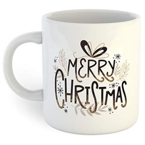 Merry Christmas Flowers Leaves White Mug Merry Christmas Flowers Leaves White Mug