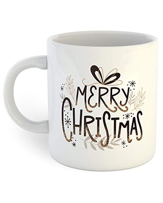 Merry Christmas Flowers Leaves White Mug Merry Christmas Flowers Leaves White Mug