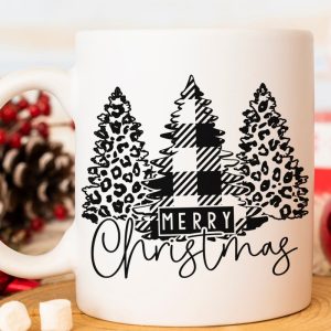 Merry Christmas Pattern Trees White Mug Merry Christmas Pattern Trees White Mug