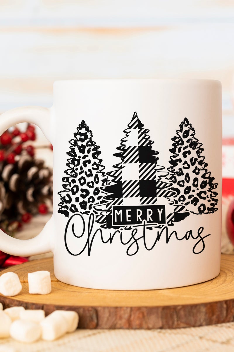 Merry Christmas Pattern Trees White Mug Merry Christmas Pattern Trees White Mug
