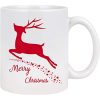 Merry Christmas Red Reindeer Stars White Mug