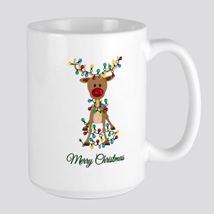 Merry Christmas Reindeer Lights White Mug Merry Christmas Reindeer Lights White Mug