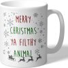 Merry Christmas Ya Filty Animal Christmas Snow Santa White Mug