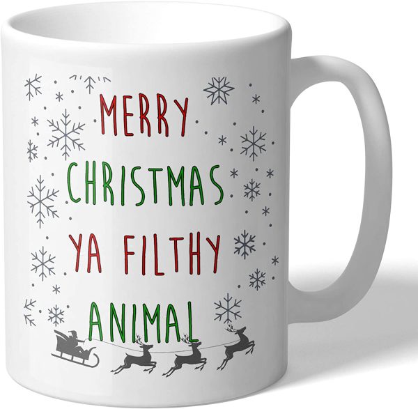 Merry Christmas Ya Filty Animal Christmas Snow Santa White Mug