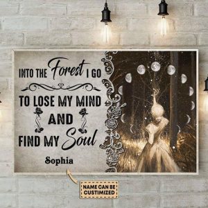 Moon Life Time Forest Girl Lose Mind And Find Soul Name Customized Personalized Canvas Poster