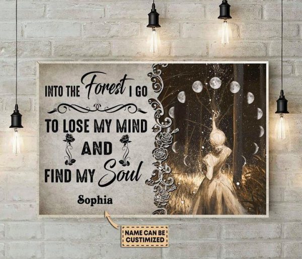 Moon Life Time Forest Girl Lose Mind And Find Soul Name Customized Personalized Canvas Poster