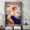 Move Over Boys Let This Old Woman Show You How To Surf Woman Surfing Water Sport Canvas Poster