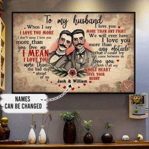 My Husband Heart Love LGBT Name Customized Personalized Canvas Poster
