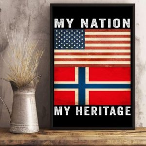 My Nation My Heritage Flag Of America Flag Of Norway Canvas Poster