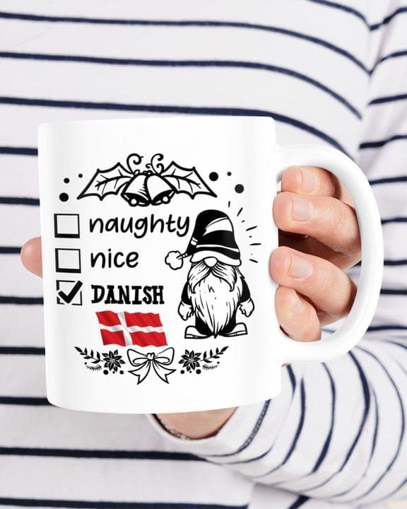 Naughty Nice Danish Flag Of Denmark Gnome White Mug Naughty Nice Danish Flag Of Denmark Gnome White Mug