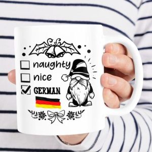 Naughty Nice German Flag Of Germany Gnome White Mug Naughty Nice German Flag Of Germany Gnome White Mug