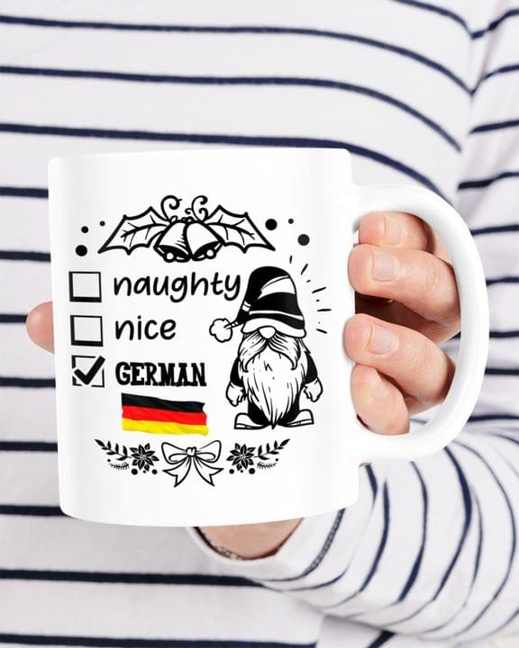 Naughty Nice German Flag Of Germany Gnome White Mug Naughty Nice German Flag Of Germany Gnome White Mug