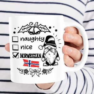 Naughty Nice Norwegian Flag Of Norway Gnome White Mug Naughty Nice Norwegian Flag Of Norway Gnome White Mug