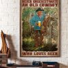 Never Underestimate An Old Cowboy Who Loves Beer Cowboy Drinking Beer Canvas Poster