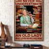 Never Underestimate An Old Lady Who Loves Books And Wine Grandpa Reading Book Drinking Red Wine Canvas Poster