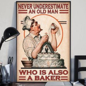 Never Underestimate An Old Man Who Is Also A Baker Old Cook Making Wedding Cake Canvas Poster
