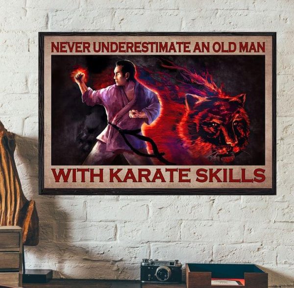 Never Underestimate An Old Man With Karate Skills Man Playing Karate Tiger Canvas Poster