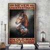 Never Underestimate And Old Man With A Horse Man Riding Horse Canvas Poster